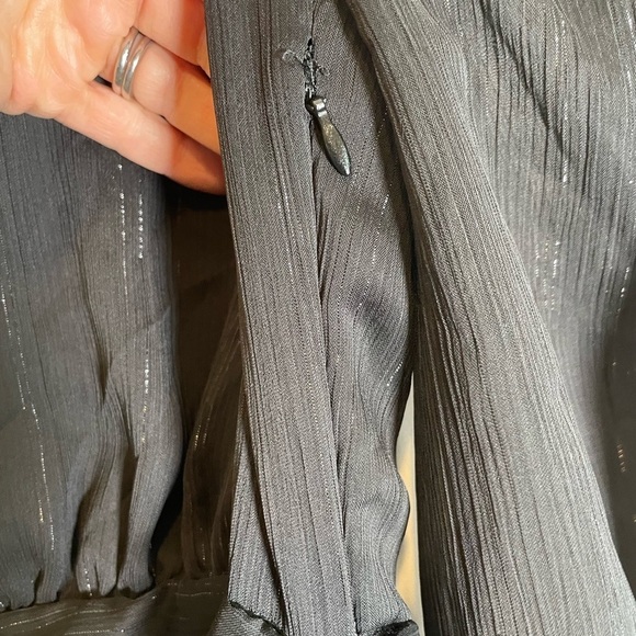 HOUSE OF HARLOW 1960 High Neck Metallic Black Ruched Bodycon Cocktail Dress Sz 4 - Picture 12 of 16